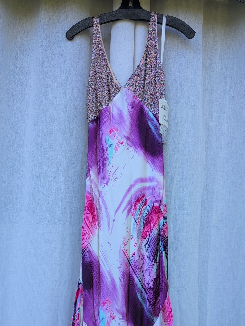 Jovani 20791 - Size 10 Pink and Purple Beaded-Top Maxi Dress